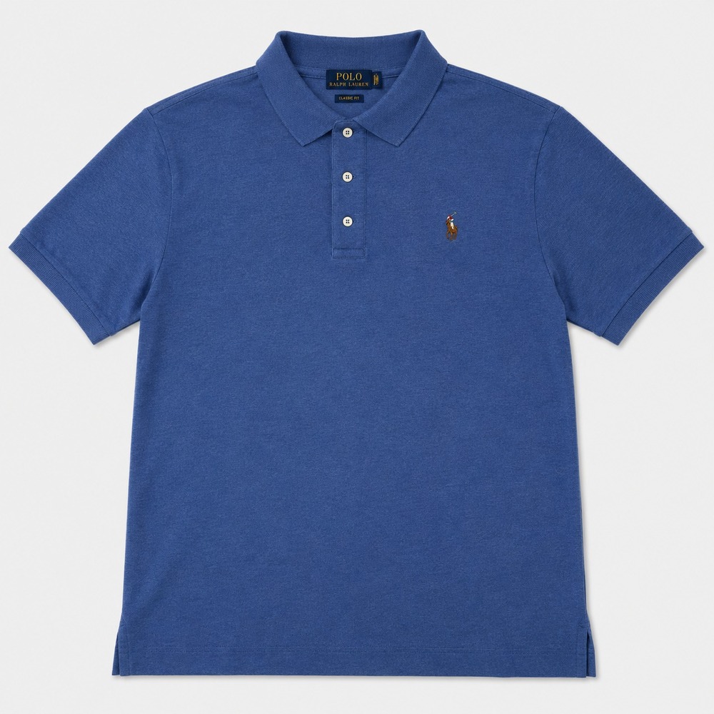 Polo Ralph Lauren Mens Large Blue Classic Fit Pony Polo Shirt Short Sleeve